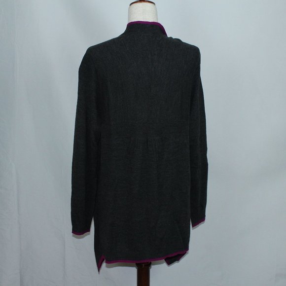 EUC Heather Dark Grey w/Magenta Edges Open Front Drape Cardigan Size XL - Picture 2 of 4